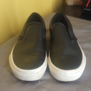 Vans Black Leather Slip-on Shoes 6W